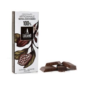 Luchino® | Cioccolato Modica Cacao 100% Senza Zucchero | Cacao Grezzo Lavorato Modica IGP | Tavoletta Cioccolato Senza Lattosio - 100 Gr