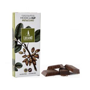 Luchino® | Cioccolato Modica Pistacchio | Cacao Grezzo Lavorato Modica IGP | Tavoletta Cioccolato Senza Lattosio | Cioccolato Pistacchio - 100 Gr