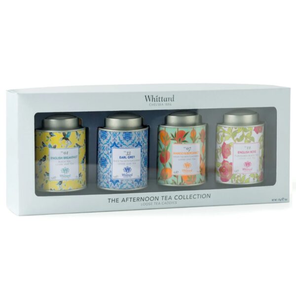 Whittard® | Collezione Tè Gusti Assortiti | Scatola Regalo Tè Neri e Verde in Foglie in 4 Sapori Aromatizzati | Set Regalo Tè Inglesi Lattina Metallo