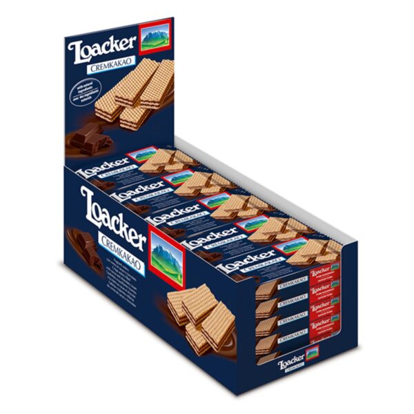 Loacker® | Wafer Crema Cacao & Cioccolato | Loacker® Classic Napolitaner Kremcacao - 25 Pezzi (1125 Gr) | Snack al Cioccolato