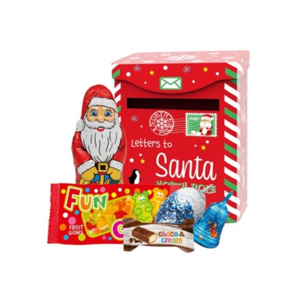 Windel | Cassetta Lettere Metallo Decori Natale Cioccolatini Latte e Caramelle Gommose | Lattina Regalo Cioccolatini Latte e Caramelle - 132 Gr