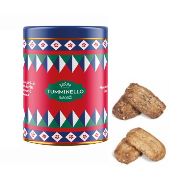 Tumminello | Dolci Morbidi Cioccolato Modica IGP | Cantucci Morbidi Mandorle | Latta Metallo Aretusa con Dolci Morbidi Siciliani