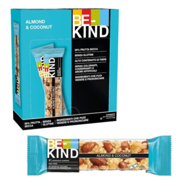 Be-Kind® | Barretta Proteica Mandorle e Cocco | Merenda Mandorle & Cocco | Snack Frutta Secca | Snack Proteine - 12 Barrette