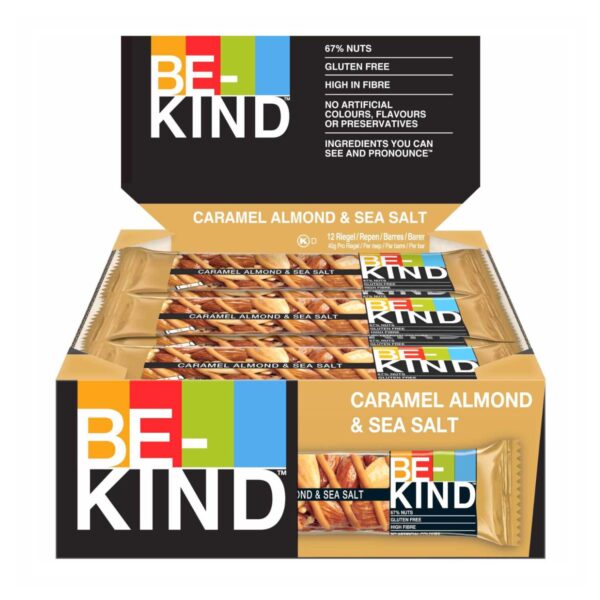 Be-Kind® | Barretta Proteica Mandorle, Caramello e Sale Marino | Merenda Mandorle e Caramello Salato | Snack Frutta Secca | Snack Proteine - 12 Barrette - immagine 3