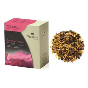 Meridiani® | Soffio di Calore Infuso Cacao Zenzero e Spezie | Mix Dolce e Piccante Cacao, Zenzero, Liquirizia, Spezie e Fiori per Infusione - (80 Gr)