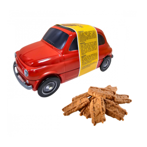 Vermeiren | Lattina Metallo Forma Automobile Rossa con Interno Biscotti Belgi | Biscotti Speculoos Belgio con Zucchero Candito e Cannella - 1 x 130 Gr