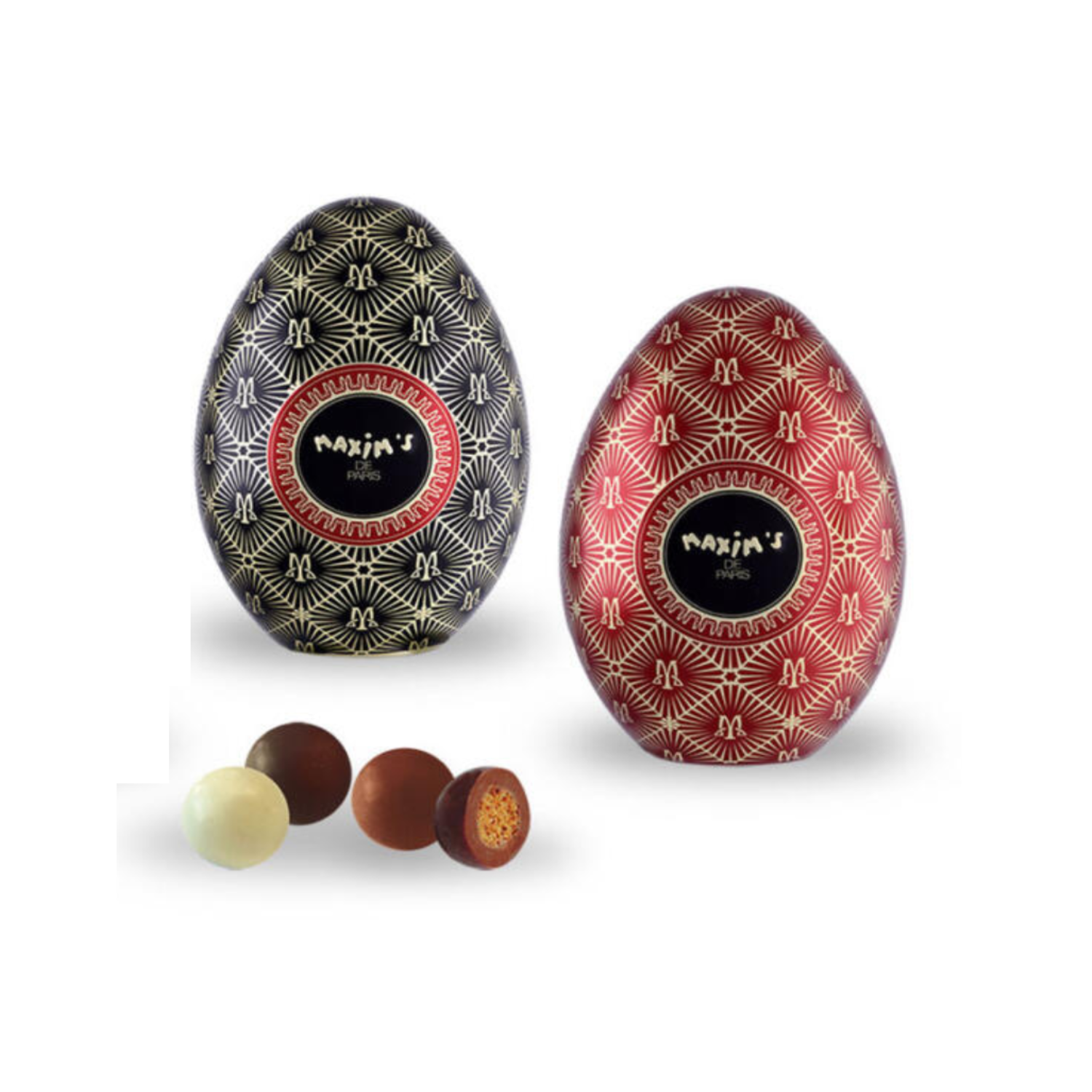 Maxim's | Cofanetto Regalo Uova Pasqua Metallo | Perle Cereali Ricoperte Cioccolato Fondente e Latte | Praline Assortite - 100 Gr - immagine 4