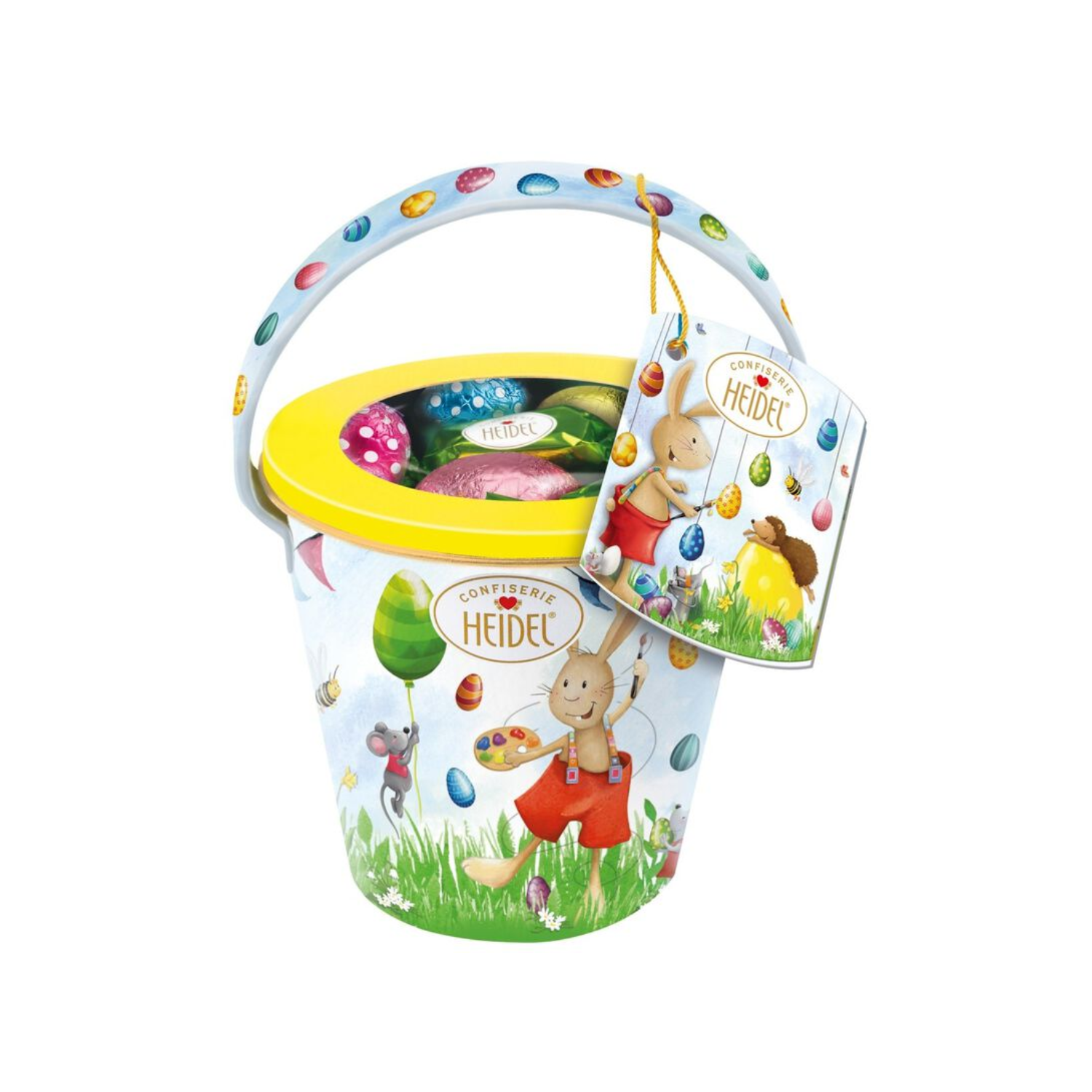 Heidel | Secchiello Metallo Ovetti Cioccolato Latte | Cioccolato Pasqua Confezione Regalo | Praline Cioccolato Latte - (105 Gr)