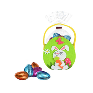 Le Comptoir de Mathilde | Borsetta Feltro Decori Pasqua | Ovetti Cioccolato al Latte Confezione Regalo - 87.5 Gr