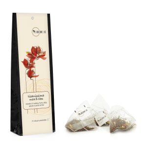 Novecento Tè | Tisanissima Miscela di Frutta, Spezie e Petali Fiori Antiossidante | Infusione Rooibos Zenzero Ribes e Fiordaliso - 15 Piramidi (30 Gr)