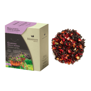 Meridiani® | Giardino della Nonna Miscela Frutta e Fiori per Infusione | Tisana Mela Ibisco More Fragola Senza Caffeina - (80 Gr) | Infuso Gusto Fruttato