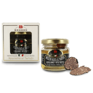 Brezzo | Vasetto Confezione Regalo Miel Acacia e Tartufo | Miel Acacia e Tartufo Italiano Abbinamento Formaggi Freschi o Stagionati - 100 Gr