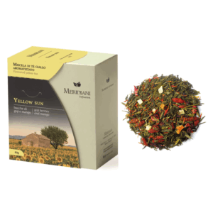Meridiani® | Sole Giallo Miscela Tè Giallo Aromatizzato | Tè Giallo Bacche di Goji e Pezzi di Mango - (80 Gr) | Miscela Fruttata e Tè Giallo Cinese