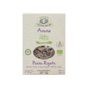 Rustichella d'Abruzzo | Penne Rigate Avena Integrale | Pasta Senza Glutine Base Farina Avena Integrale BIO - 1 x 250 Gr | Pasta Corta Italiana Artigianale Vegana Ricca di Fibre