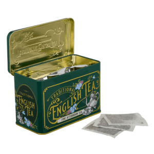 New English Teas | Tè Nero Pomeriggio - 40 Filtri (80 Grammi) | Tè Nero Ceylon in Lattina Regalo Metallo Decori Vittoriani