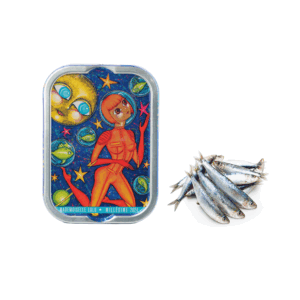 La Perle des Dieux® | Sardine Selezionate Fresche Preparate Olio Oliva | Sardine Gourmet - Netto 115 Gr | Lattina Vintage Stampa Luna