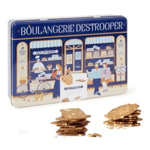 Jules Destrooper | Assortimento Biscotti Mandorle e Cialde Burro | Latta Regalo Metallo Decorata Biscotteria Francese Burro e Mandorle - 350 Gr