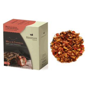 Meridiani® | Mela e Cannella Miscela per Infuso | Tisana Mela Cannella e Vaniglia Senza Caffeina - (80 Gr) | Miscela Fruttata Sapore Dolce Speziato