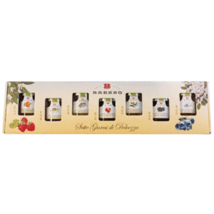 Brezzo | Cofanetto Regalo Composte Frutta BIO + Mieli| 3 Mini Vasetti Composte More Albicocche Ciliegie + 4 Mieli Fiori Italiani