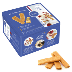 Gavottes | Crepe Dentelle Autentica Originale Produzione Francia | 240 Crepes Pronte per Dolci | Latta Metallo Crepes Biscotti Croccanti - 1250 Gr