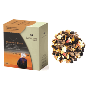 Meridiani® | Principe di Persia Miscela Frutta e Fiori per Infusione | Infuso Dattero Zenzero Cardamomo Senza Caffeina - (80 Gr) | Tisana Aroma Fruttato e Spezie