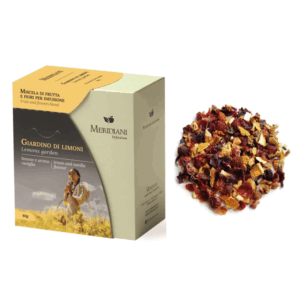 Meridiani® | Giardino Limoni Miscela Frutta e Fiori | Infuso Fruttato Limone Aroma Vaniglia Rosa Canina - (80 Gr) | Miscela per Infusione Senza Caffeina