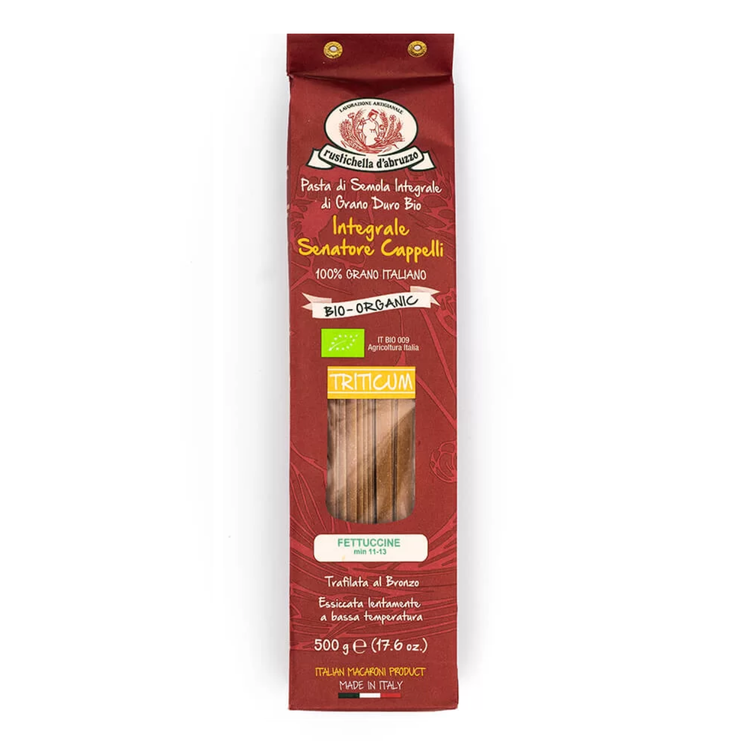 Rustichella d'Abruzzo | Fettuccine Integrali Senatore Cappelli BIO | Pasta Trafilata Bronzo Essiccata Lenta Bassa Temperatura - 1 x 500 Gr