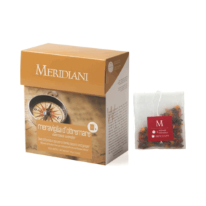 Meridiani® | Tisana Meraviglia d'Oltremare | Miscela Frutta e Fiori con Mela Citronella Arancia Zenzero Rosa Canina per Infusione - 15 Filtri