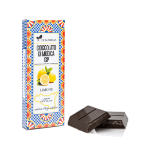 Ciokarrua® | Cioccolato Modica IGP Limone | Cioccolato Grezzo Lavorato Freddo Senza Lattosio | Tavoletta Cioccolata Senza Glutine - 80 Gr