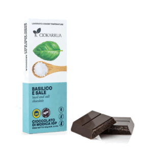 Ciokarrua® | Cioccolato Modica IGP Sale e Basilico | Cioccolato Grezzo Lavorato Freddo Senza Lattosio | Tavoletta Cioccolata Senza Glutine - 100 Gr