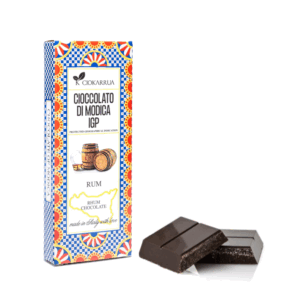 Ciokarrua® | Cioccolato Modica IGP Rum | Cioccolato Grezzo Lavorato Freddo Senza Lattosio | Tavoletta Cioccolata Senza Glutine - 80 Gr